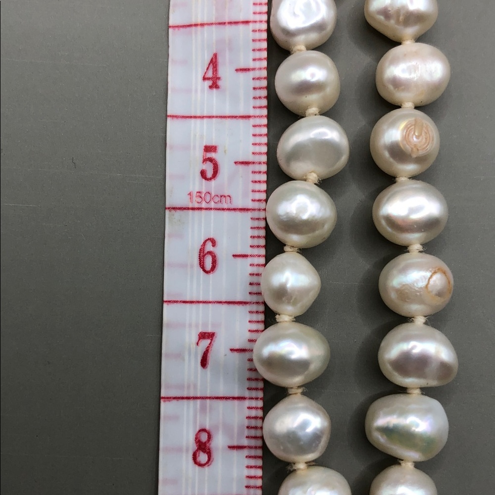Genuine cultured baroque pearls necklace sterling silver 925 clasp classic style - Picture 6 of 7